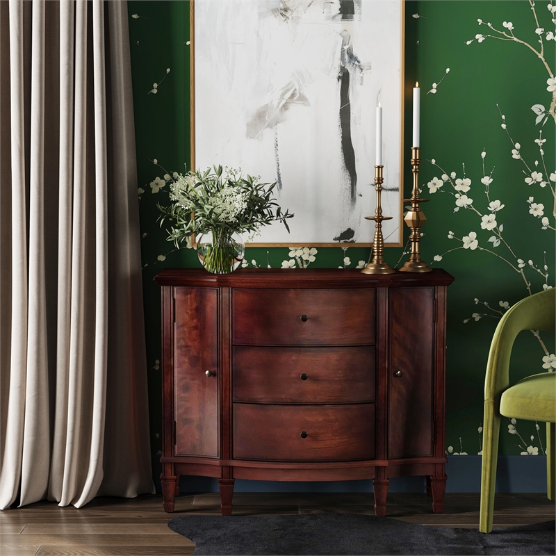 Pemberly Row Contemporary Cherry 3 Drawer 2 Drawer Accent Cabinet