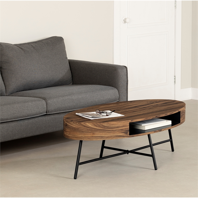 Pemberly Row Contemporary Engineered Wood Coffee Table in Brown