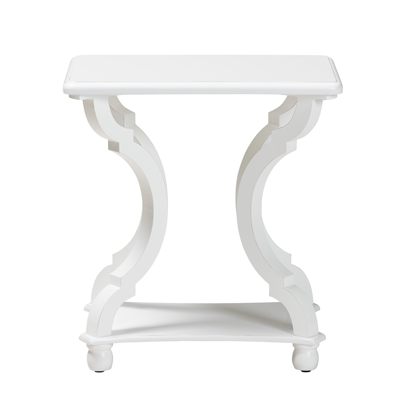 Pemberly Row Modern Classic and Traditional White Wood End Table