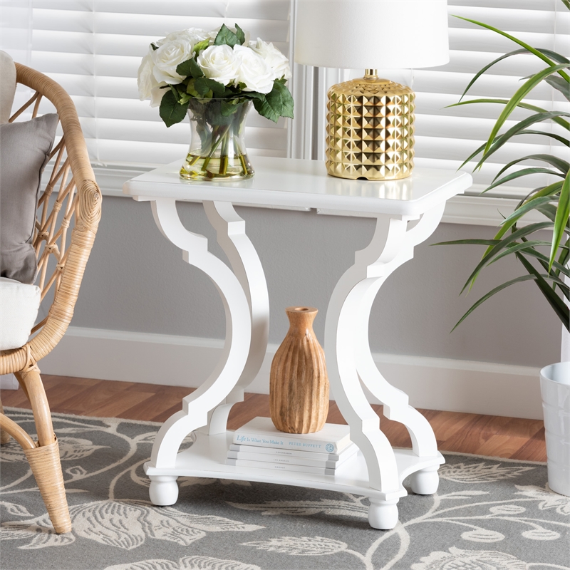 Pemberly Row Modern Classic and Traditional White Wood End Table