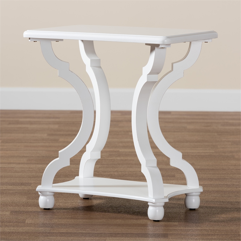 Pemberly Row Modern Classic and Traditional White Wood End Table