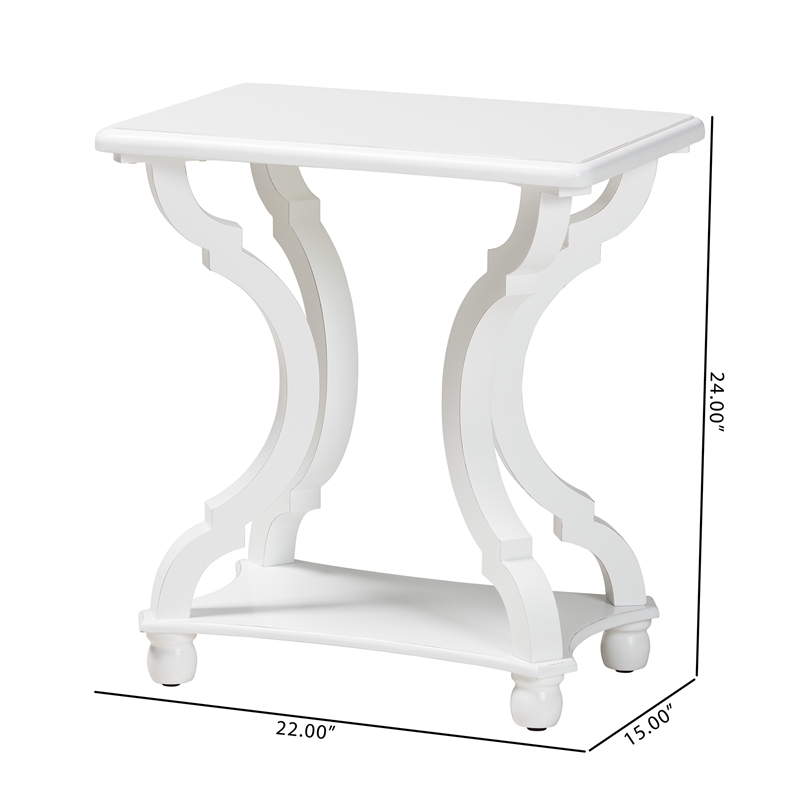 Pemberly Row Modern Classic and Traditional White Wood End Table