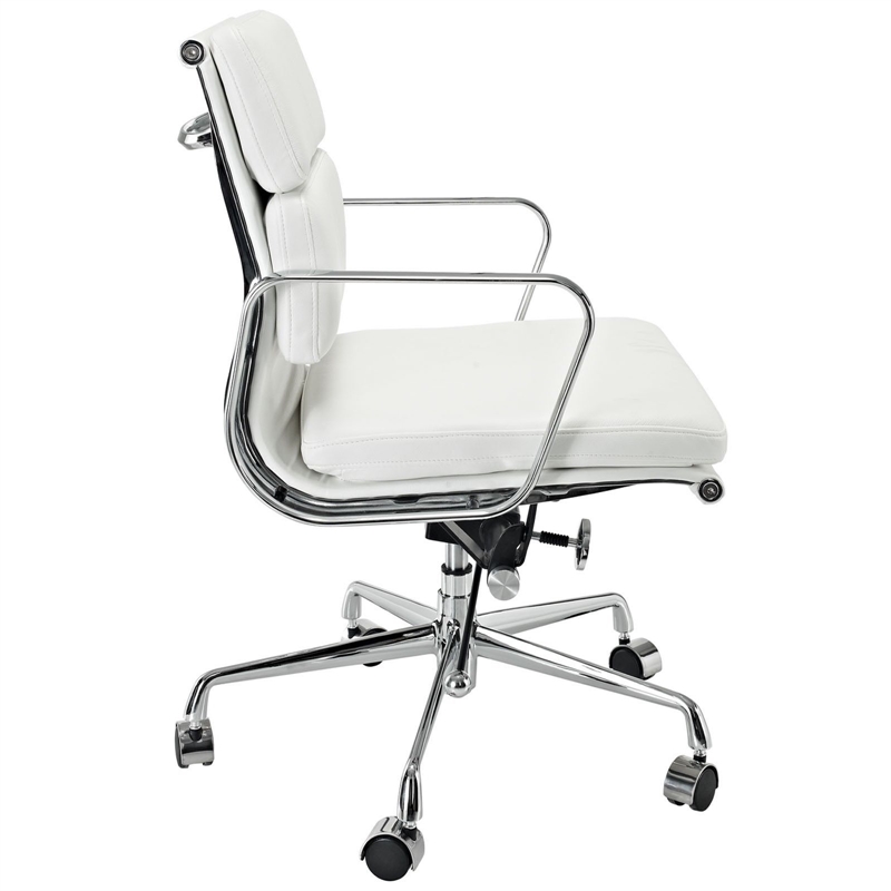Pemberly Row Soft Double Padded Management Office Chair In White