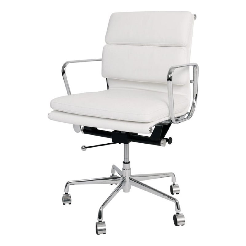 Pemberly Row Soft Double Padded Management Office Chair In White