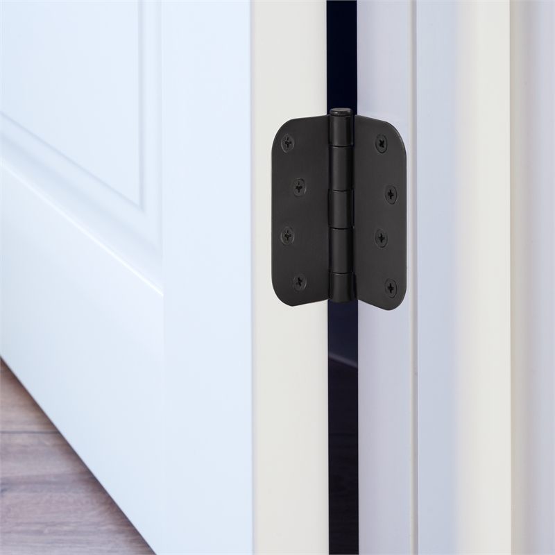 Pemberly Row Door Hinge 8-Hole 4-Inch Stainless Steel in Matte Black (3-Pack)