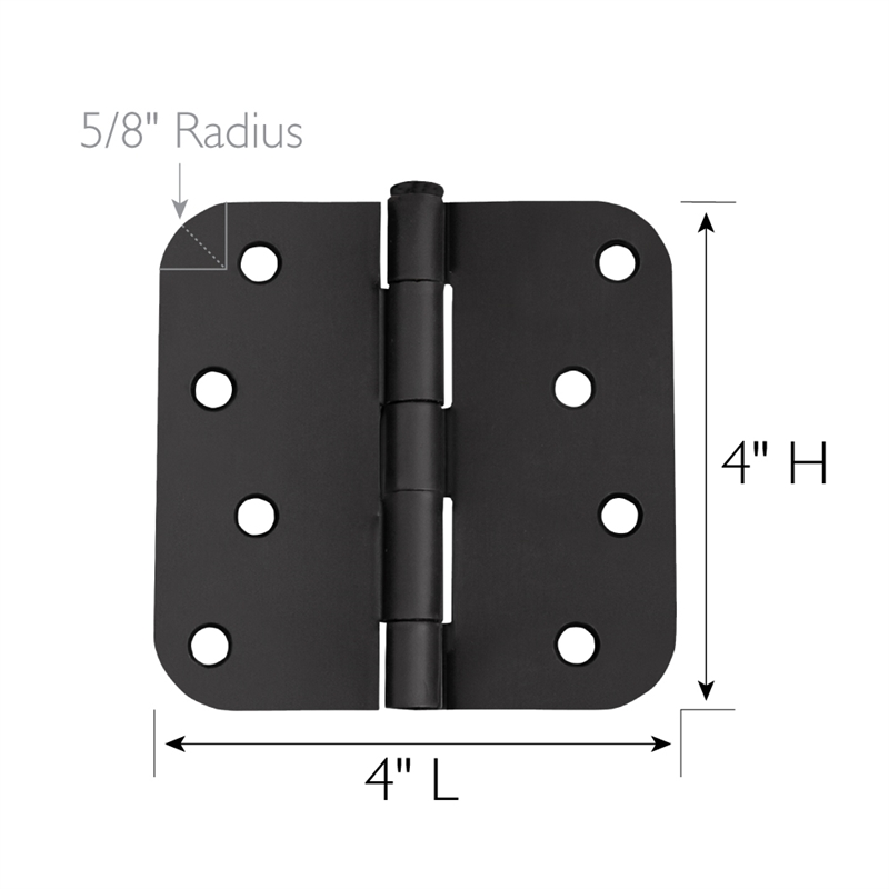 Pemberly Row Door Hinge 8-Hole 4-Inch Stainless Steel in Matte Black (3-Pack)