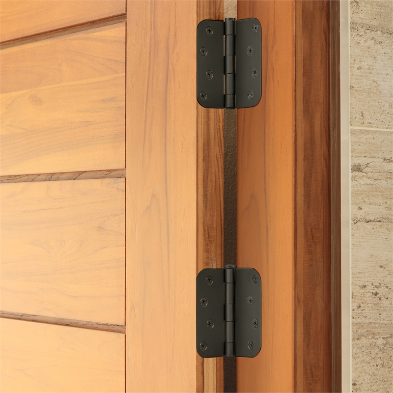 Pemberly Row Door Hinge 8-Hole 4-Inch Stainless Steel in Matte Black (3-Pack)