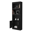 Pemberly Row Bookcase Double Door Cabinet Black Engineered Wood
