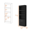 Pemberly Row Bookcase Double Door Cabinet Black Engineered Wood
