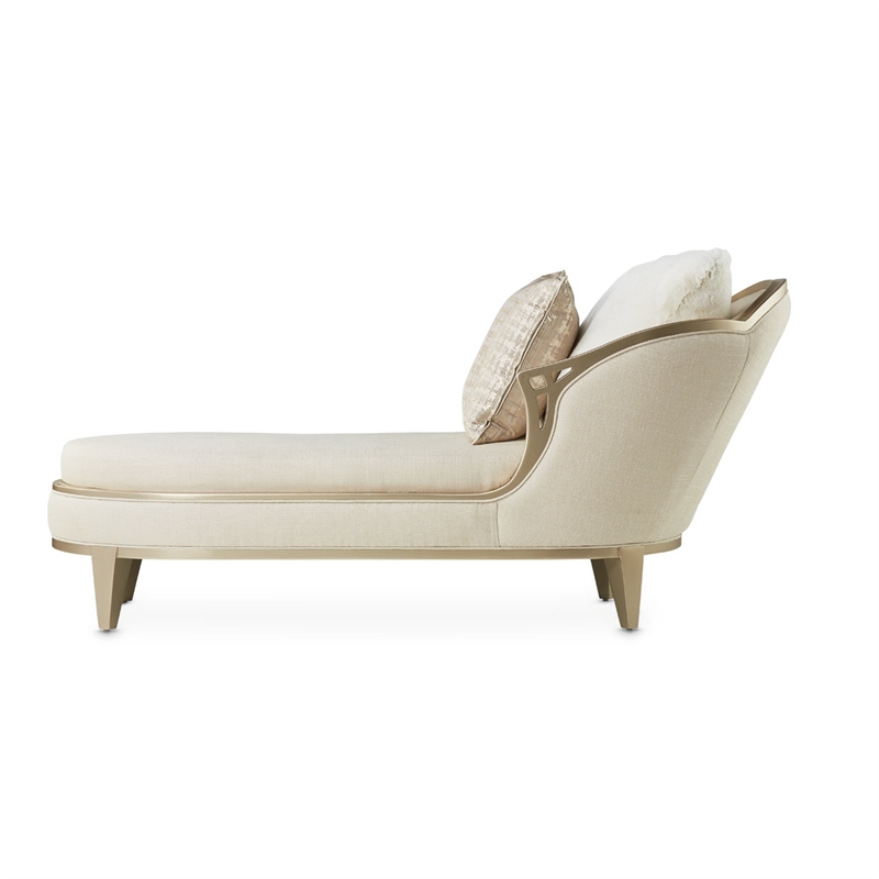 Pemberly Row Contemporary Transitional Chaise - Pearl/Caramel