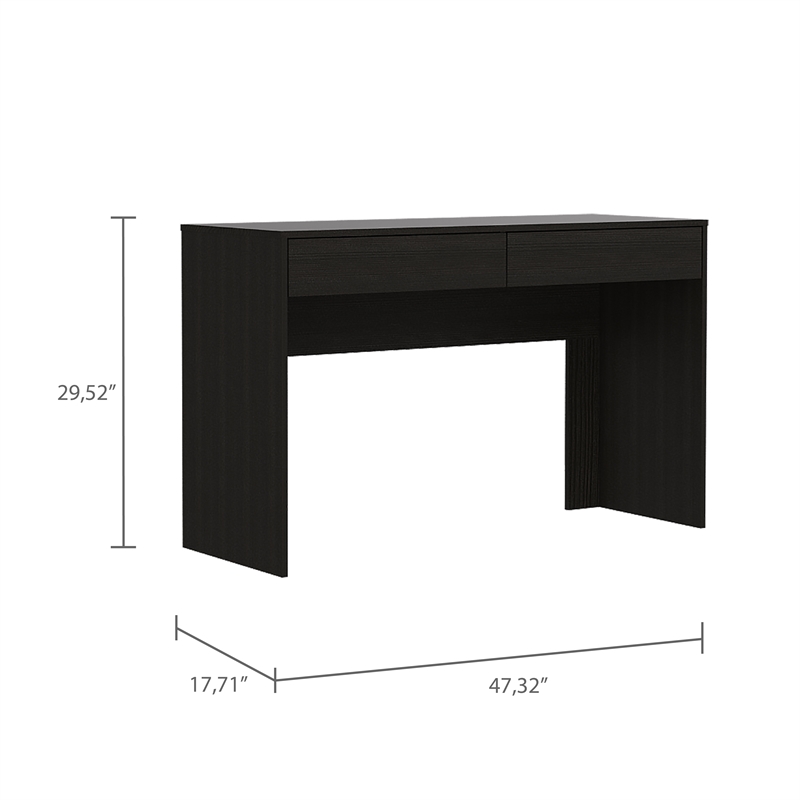 Pemberly Row 2-Drawer Engineered Wood Writing Computer Desk in Black