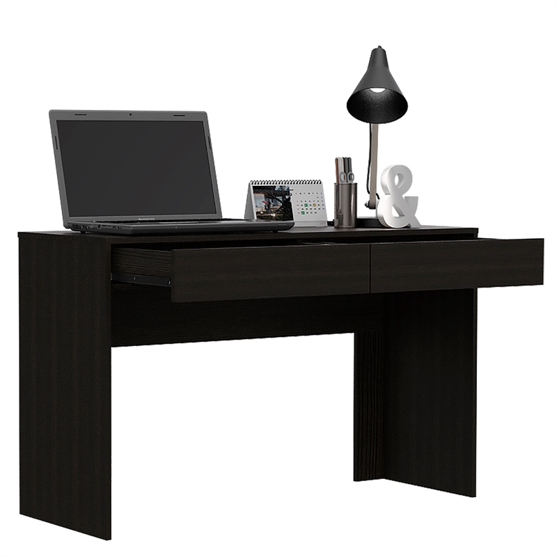 Pemberly Row 2-Drawer Engineered Wood Writing Computer Desk in Black