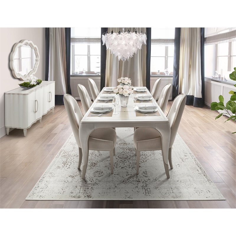 Pemberly Row Contemporary Velvet Dining Side Chair - Creamy Pearl