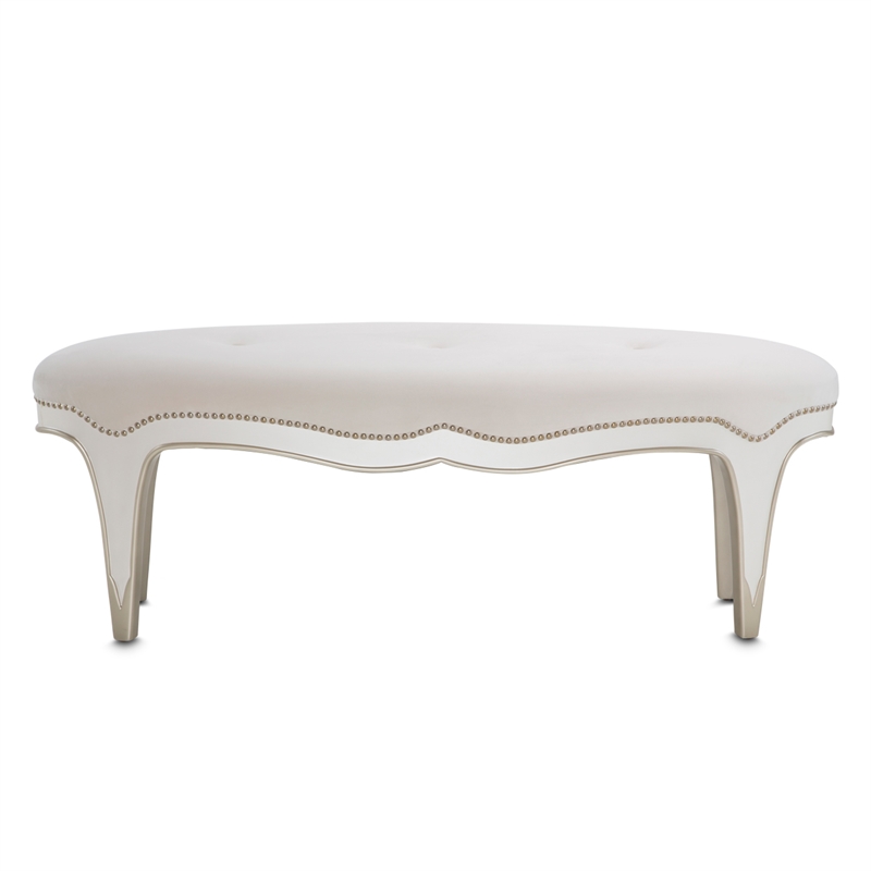 Pemberly Row Modern / Contemporary Velvet Bed Bench - Creamy Pearl