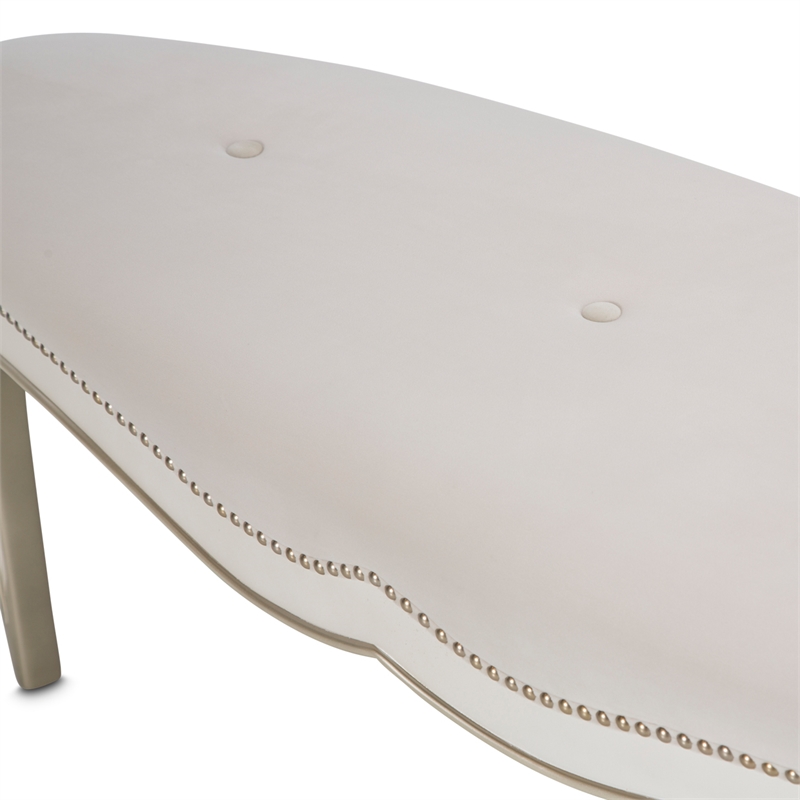 Pemberly Row Modern / Contemporary Velvet Bed Bench - Creamy Pearl