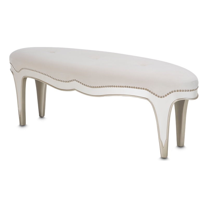 Pemberly Row Modern / Contemporary Velvet Bed Bench - Creamy Pearl