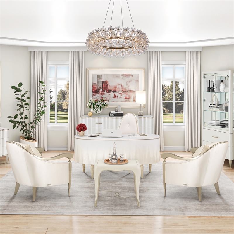 Pemberly Row Modern / Contemporary Accent Chair - Porcelain/Platinum