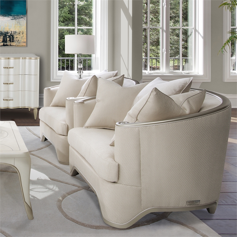 Pemberly Row Contemporary Chair and a Half - Champagne/Platinum