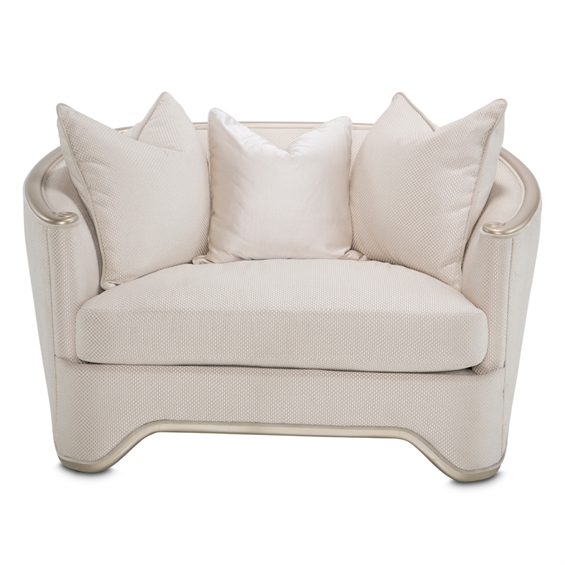 Pemberly Row Contemporary Chair and a Half - Champagne/Platinum