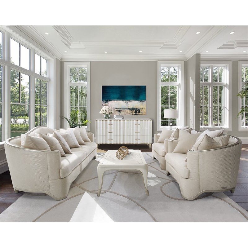 Pemberly Row Contemporary Chair and a Half - Champagne/Platinum