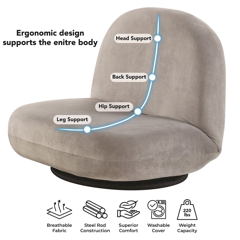 Pemberly Row Modern / Contemporary Plush Recliner/Floor Chair Gray