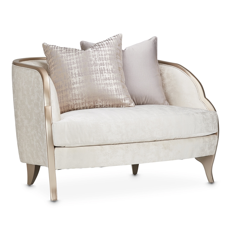 Pemberly Row Contemporary Chair and Half - Cloud White/Chardonnay