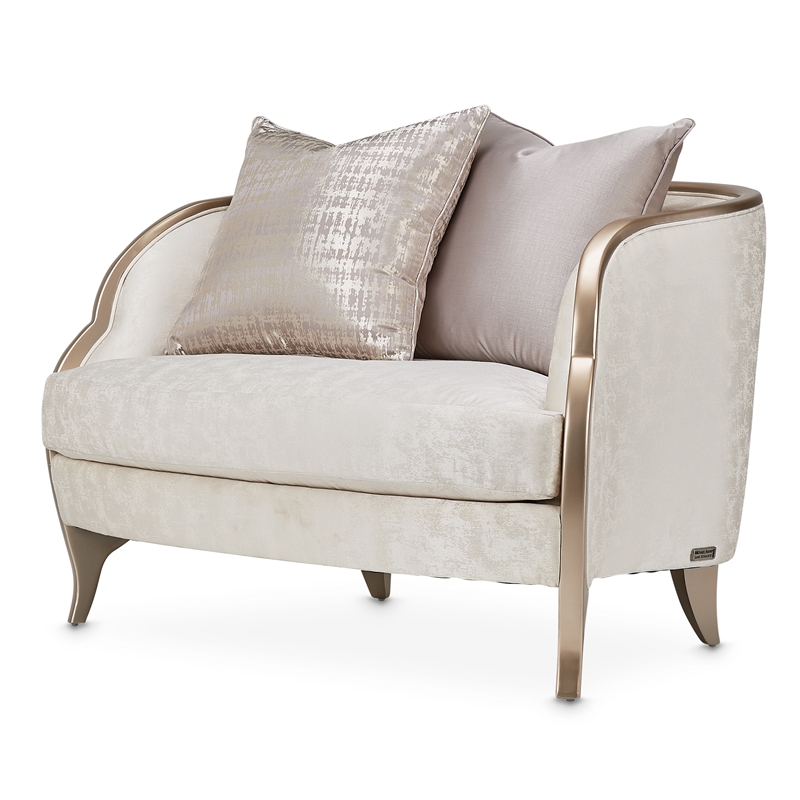 Pemberly Row Contemporary Chair and Half - Cloud White/Chardonnay