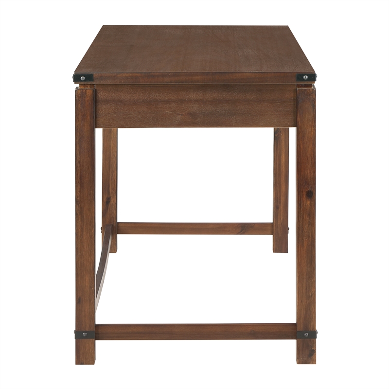 Pemberly Row Sit-to-Stand Lift Wood Desk in Brushed Walnut Brown Finish