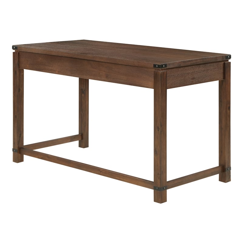 Pemberly Row Sit-to-Stand Lift Wood Desk in Brushed Walnut Brown Finish