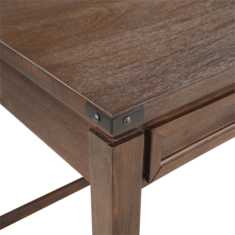 Pemberly Row Sit-to-Stand Lift Wood Desk in Brushed Walnut Brown Finish