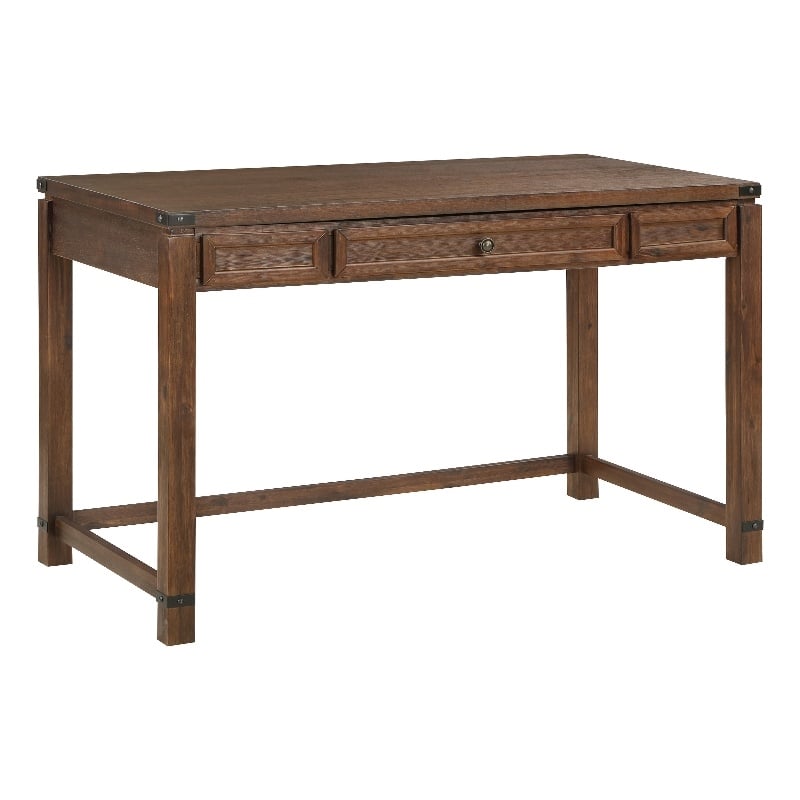 Pemberly Row Sit-to-Stand Lift Wood Desk in Brushed Walnut Brown Finish
