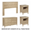 Pemberly Row Queen/Full 4 Piece Bedroom Set in Wood Canyon Oak Finish