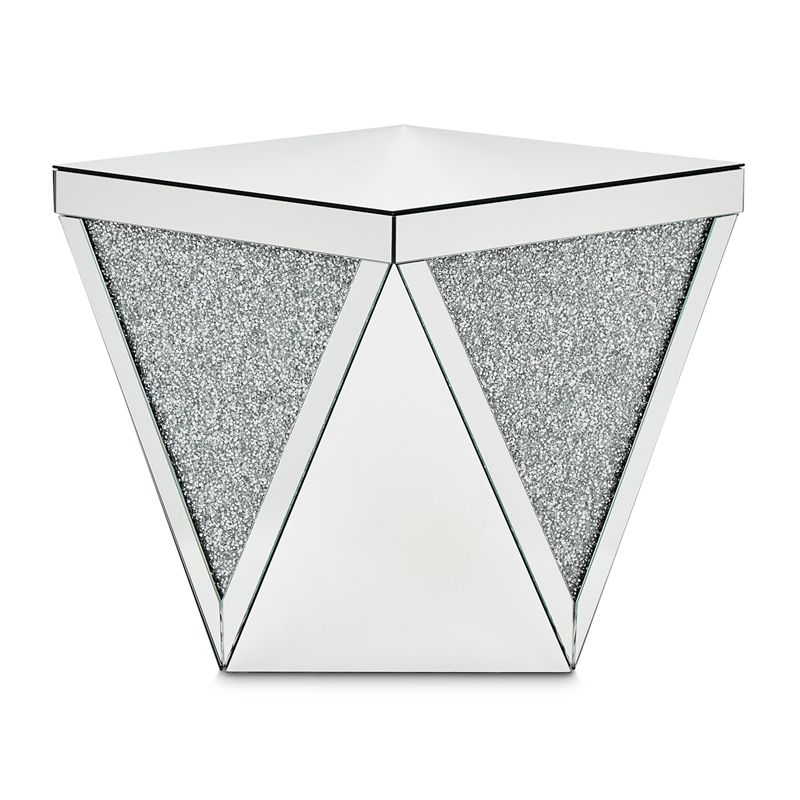 Pemberly Row Modern / Contemporary Mirrored Crystal End Table