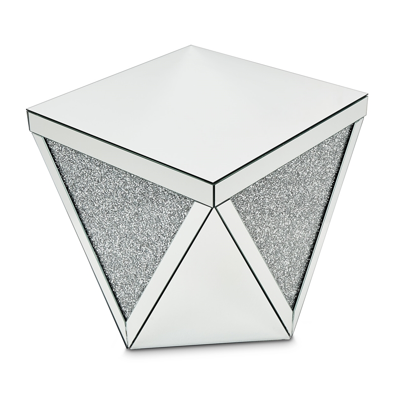 Pemberly Row Modern / Contemporary Mirrored Crystal End Table