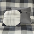 Pemberly Row Modern 7 Piece Herringbone Comforter Set in Gray