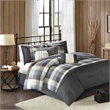Pemberly Row Modern 7 Piece Herringbone Comforter Set in Gray