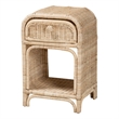Pemberly Row Modern Bohemian Natural Brown Rattan 1-Drawer Nightstand