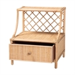 Pemberly Row Modern Bohemian Natural Brown Rattan 1-Drawer Nightstand