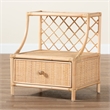 Pemberly Row Modern Bohemian Natural Brown Rattan 1-Drawer Nightstand