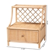 Pemberly Row Modern Bohemian Natural Brown Rattan 1-Drawer Nightstand