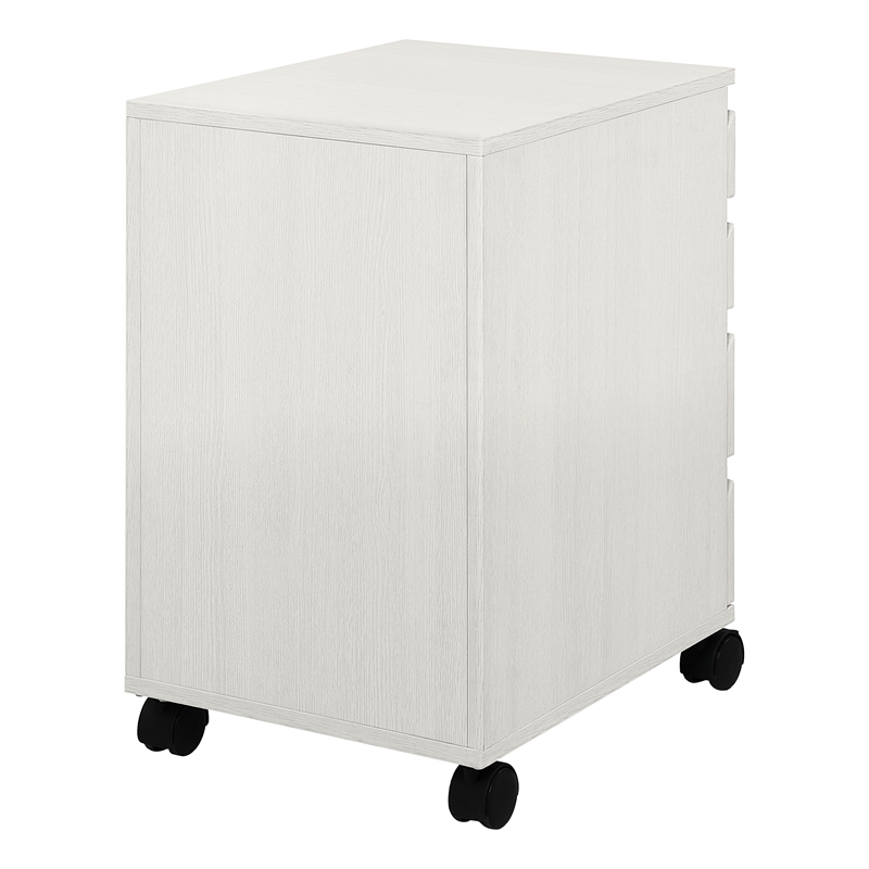 Pemberly Row 4-Drawer Mobile Storage Cart in Engineered Wood White Oak Finish