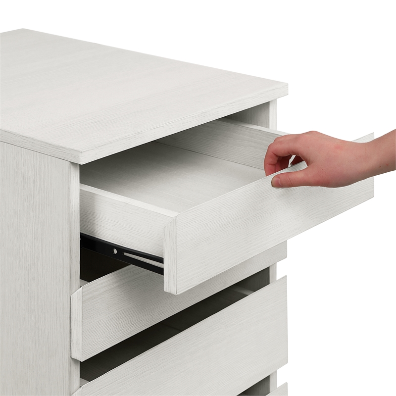 Pemberly Row 4-Drawer Mobile Storage Cart in Engineered Wood White Oak Finish