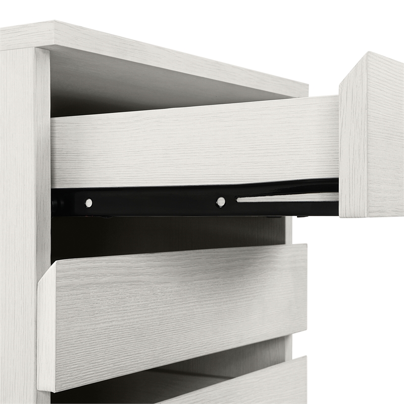 Pemberly Row 4-Drawer Mobile Storage Cart in Engineered Wood White Oak Finish