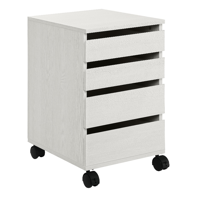 Pemberly Row 4-Drawer Mobile Storage Cart in Engineered Wood White Oak Finish