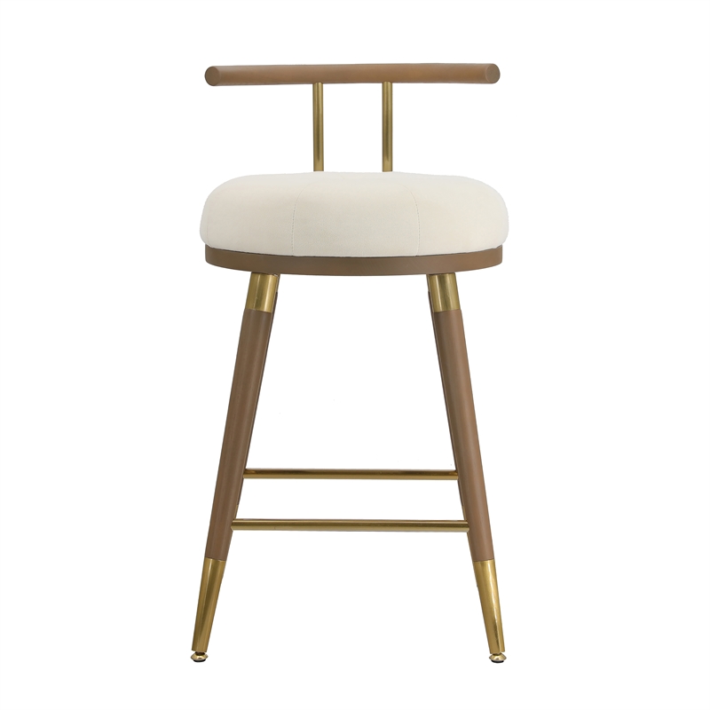 Pemberly Row Modern / Contemporary Cream Velvet Counter Stool