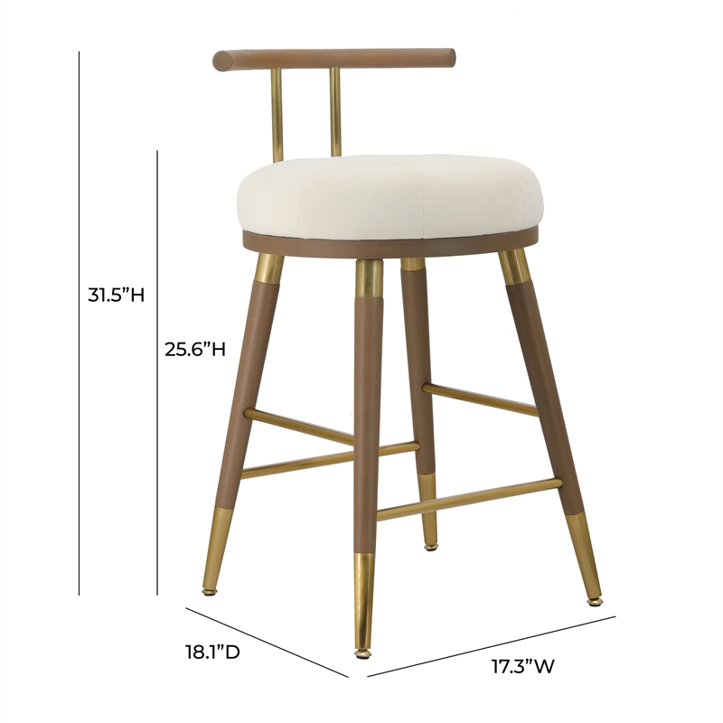 Pemberly Row Modern / Contemporary Cream Velvet Counter Stool