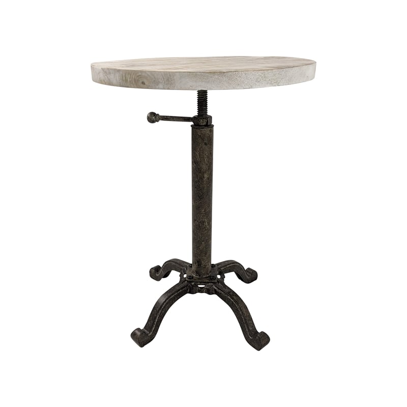 Pemberly Row Adjustable Vintage Table in Natural Driftwood/Aged Iron