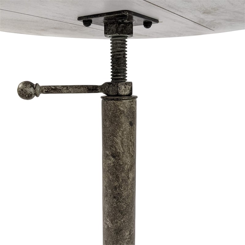 Pemberly Row Adjustable Vintage Table in Natural Driftwood/Aged Iron