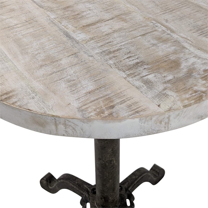 Pemberly Row Adjustable Vintage Table in Natural Driftwood/Aged Iron