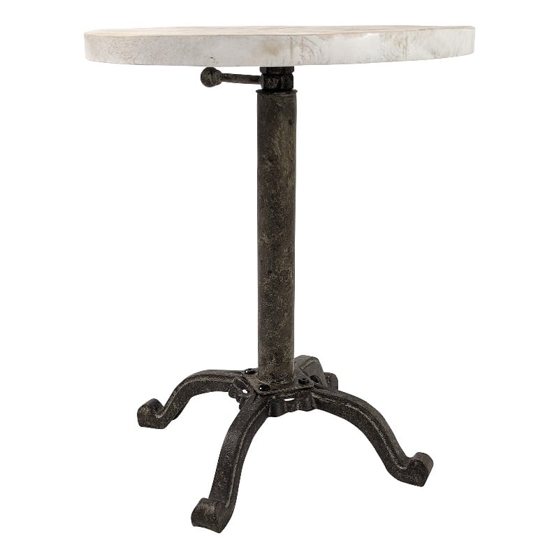 Pemberly Row Adjustable Vintage Table in Natural Driftwood/Aged Iron